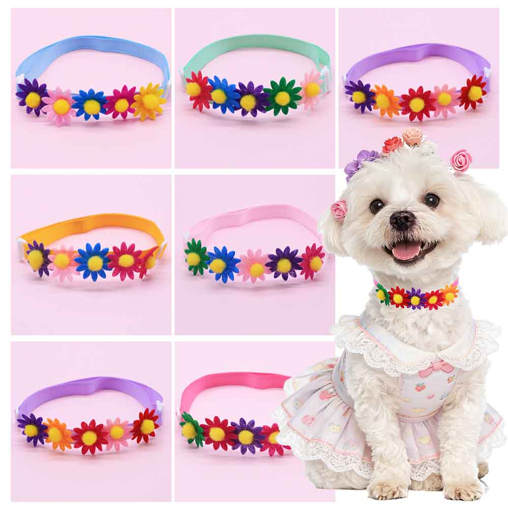Pet Supplies Hours - 50 個のカラフルな犬の蝶ネクタイ花のアクセサリー小型犬用蝶ネクタイ首輪ファッションひまわり子犬の弓ペット用品卸売