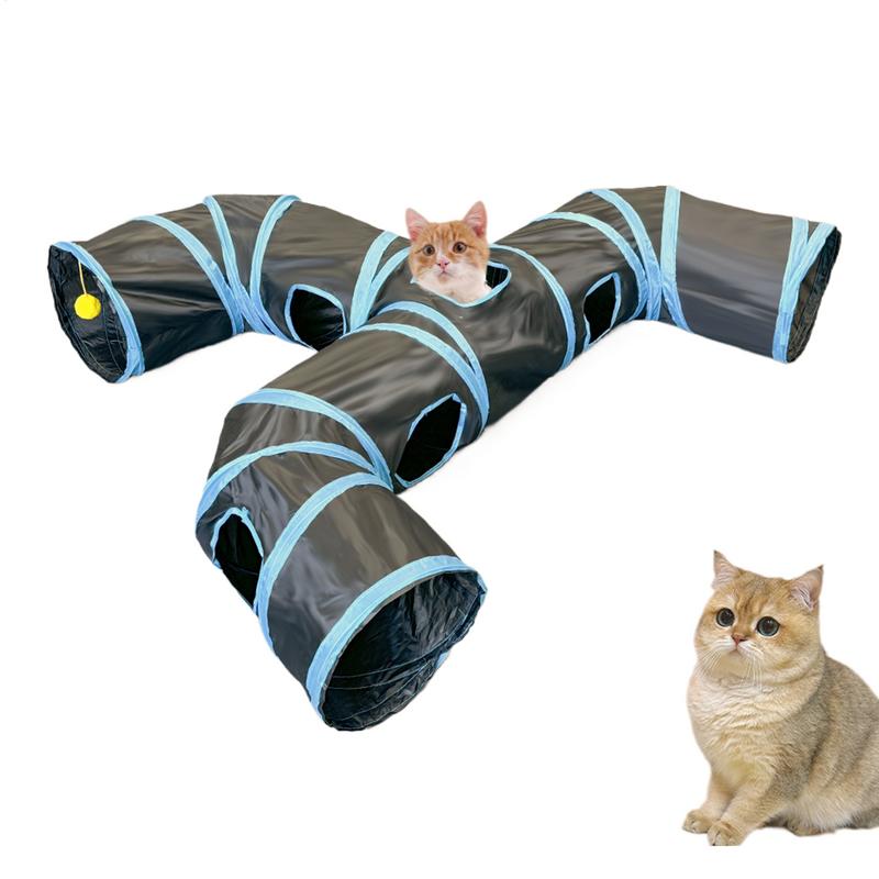 Interactive Cat Toy - 猫のおもちゃトンネル屋内猫隠すインタラクティブプレイトンネルチューブおもちゃ楽しい折りたたみ猫隠れ家プレイおもちゃウサギ子犬子猫用