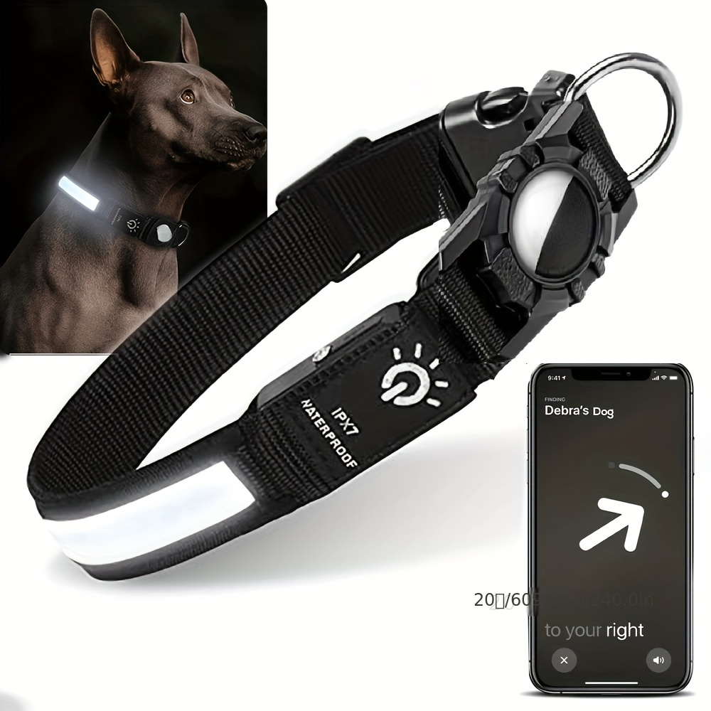 Pet Gps Tracker Collar - 新しいペット用首輪 防水 LEDライト付き Apple AirTag GPSファインダー対応
