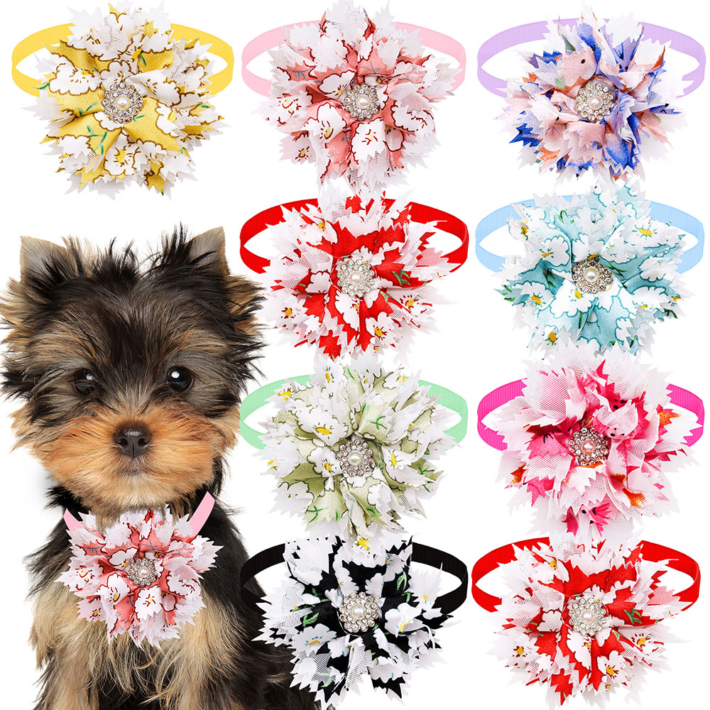 Pet Supplies Hours - 小さな犬のための調節可能な蝶ネクタイ、かわいい犬の蝶ネクタイ、ペットのグルーミングアクセサリー、襟-花、ペット用品、10個、20個