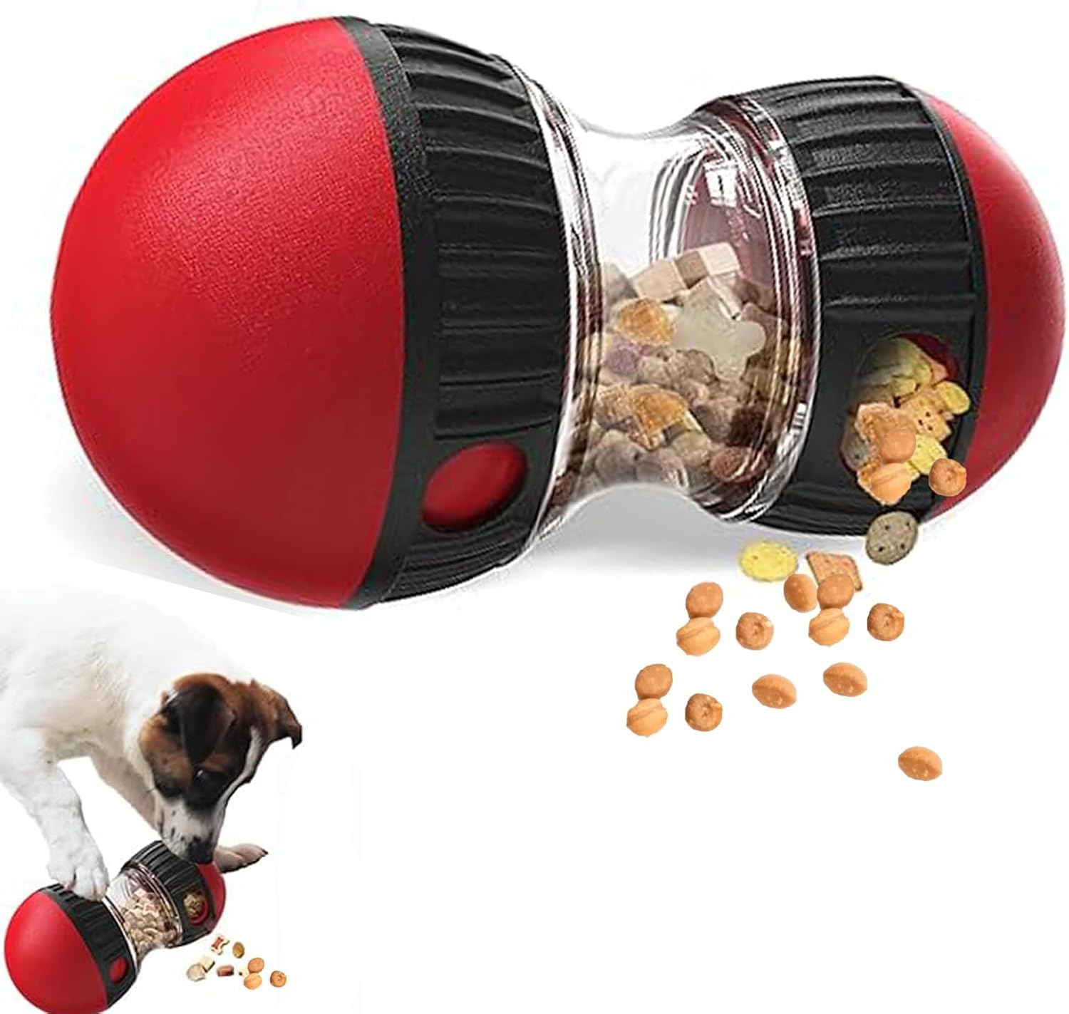 Dog Treat Puzzle Toy - 犬用おもちゃ＆調整可能なスローフィーダーボール - 犬用パズルおもちゃ - 犬を忙しくさせるのに最適なおもちゃ -