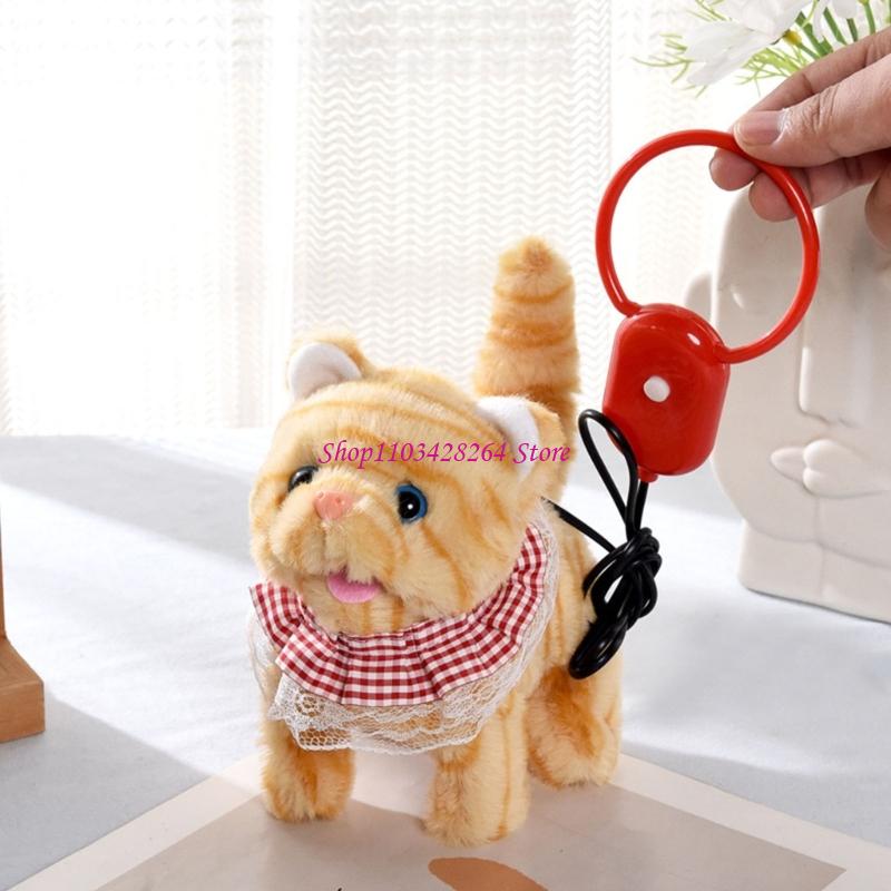 Interactive Cat Toy - サウンド活性化ウォーキングキャットぬいぐるみ動物おもちゃ子供用屋内エンターテイメント