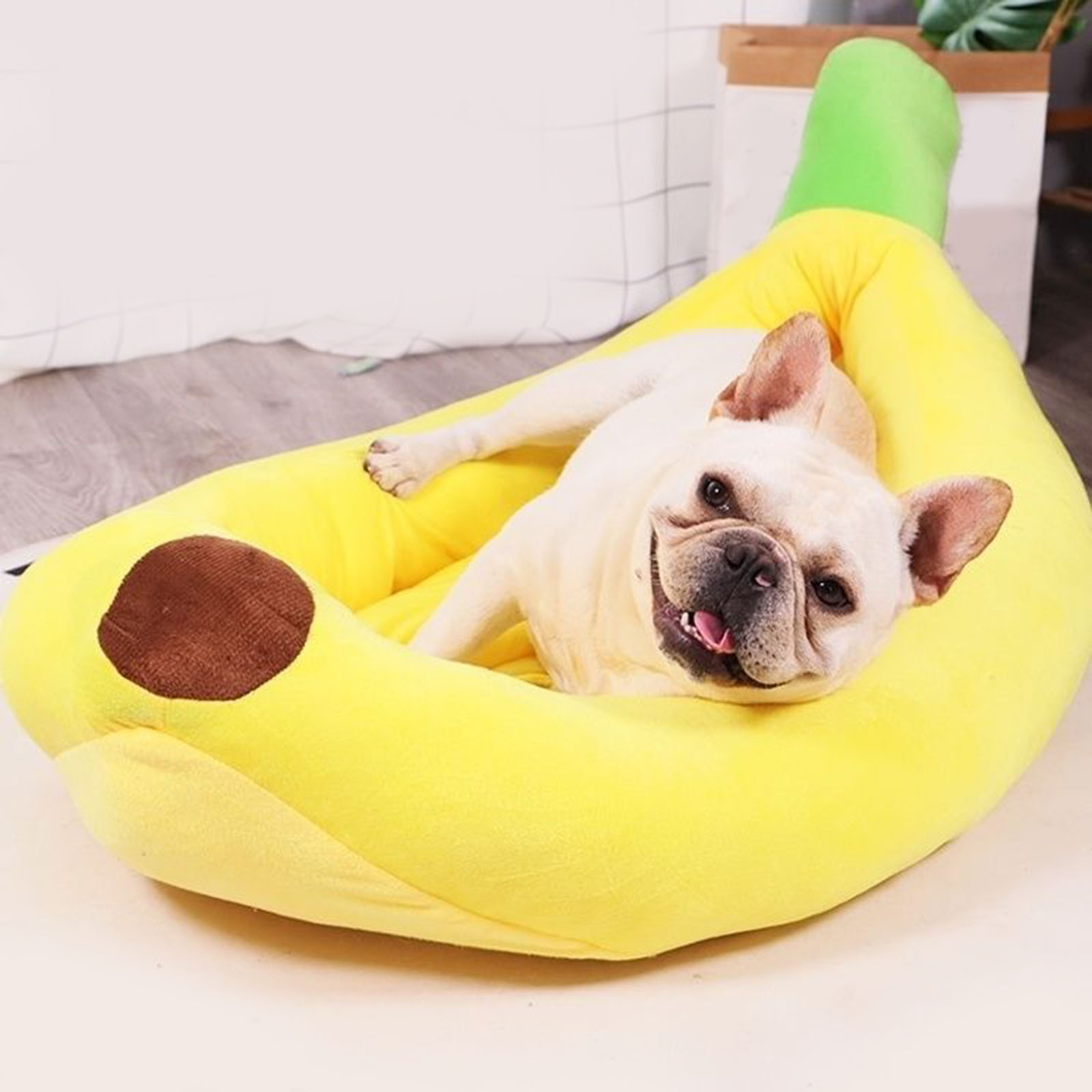 Pet Supplies Hours - 通気性のあるバナナ型の犬用ベッド,快適で柔らかい子犬用クッション,中小規模の犬用の巣ベッド,ペット用品