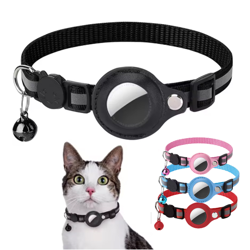 Pet Gps Tracker Collar - ペット用品 紛失防止猫用首輪 エアタグトラッカー用保護ケース ベル付き GPSなし 反射猫用ネックレス