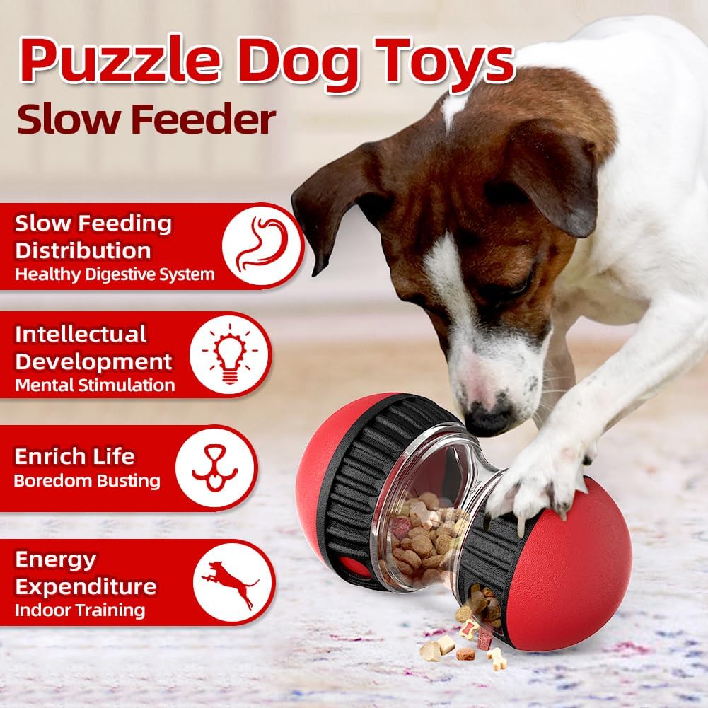 犬用おもちゃ＆調整可能なスローフィーダーボール - 犬用パズ - Dog Treat Puzzle Toy のレビューと価格