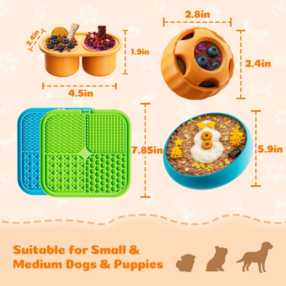 犬用知育玩具6個セット　リックマット、パズルボール、ボウル付 - Dog Treat Puzzle Toy のレビューと価格