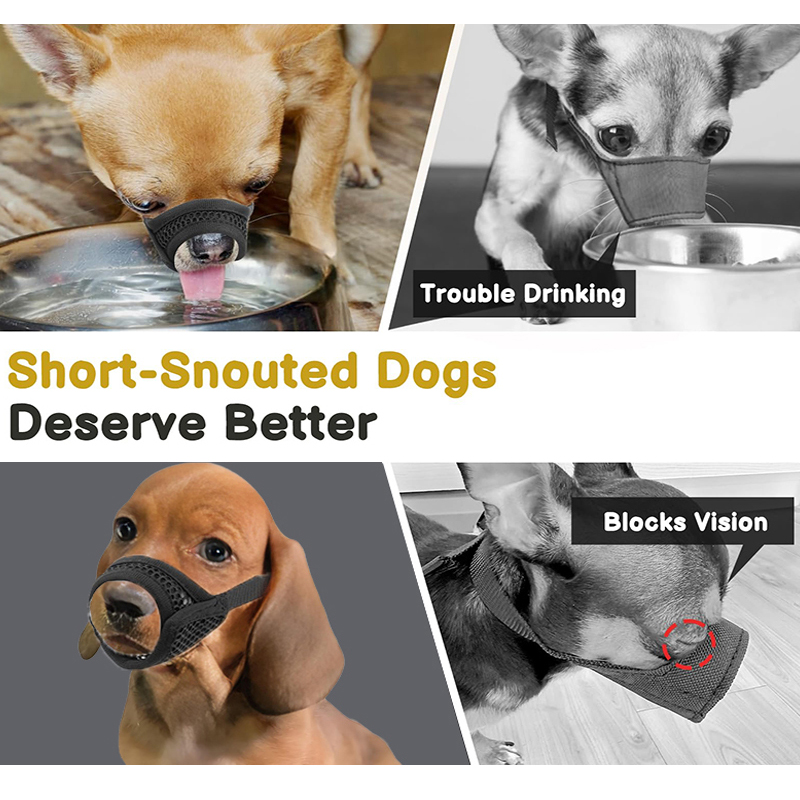短い鼻の小型犬や中型犬用のメッシュマズル、噛みつき防止、チワ - Pet Supplies Hours のレビューと価格