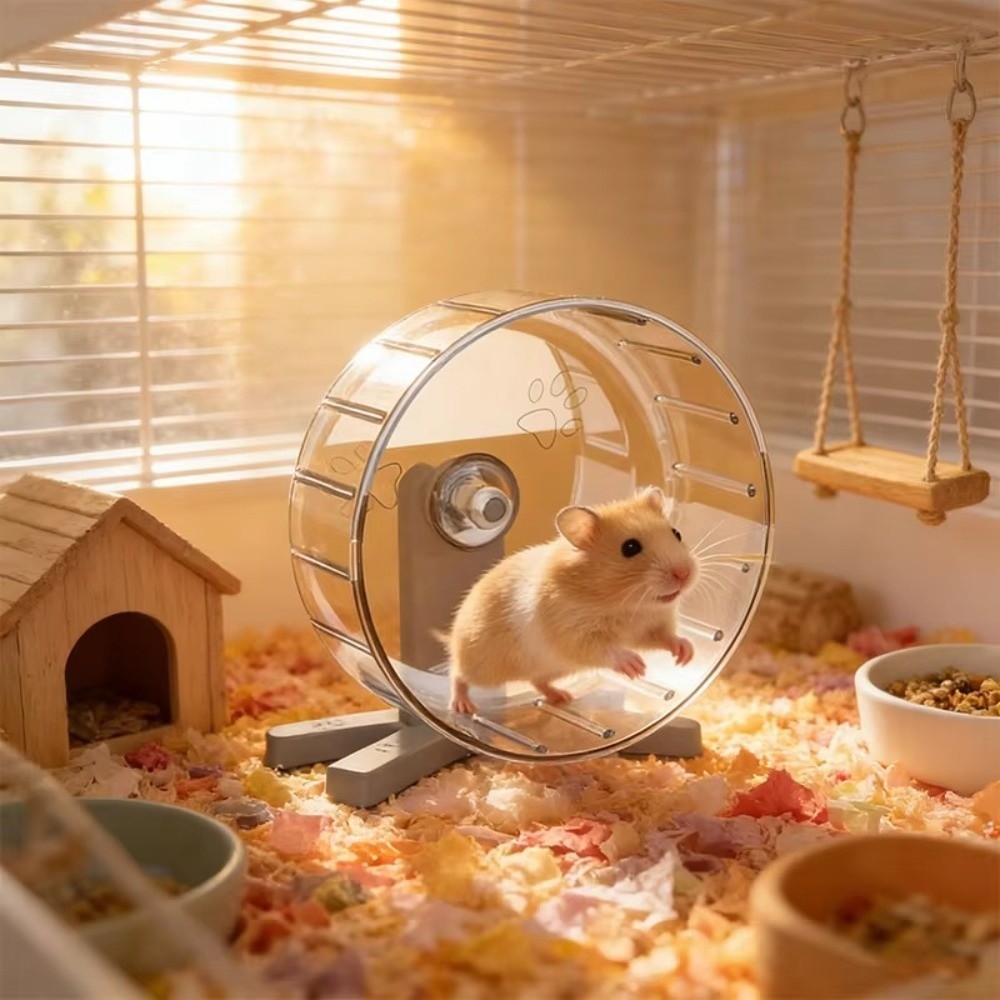 静音ハムスターランニングホイール、分解簡単、透明ペットエクサ - Hamster Cage Wheel のレビューと価格