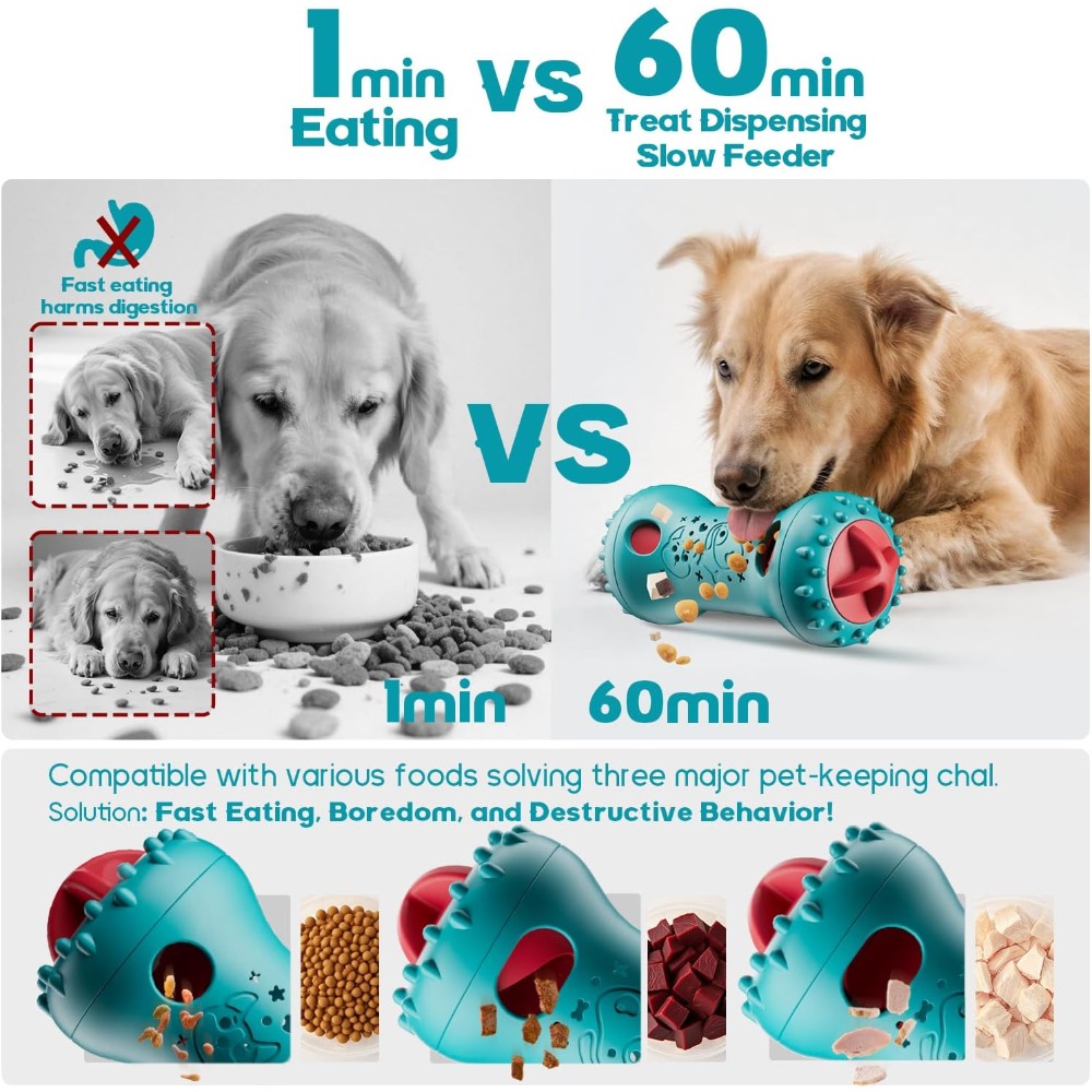 インタラクティブな犬用おもちゃ、調節可能なおやつ供給おもちゃ - Dog Treat Puzzle Toy のレビューと価格