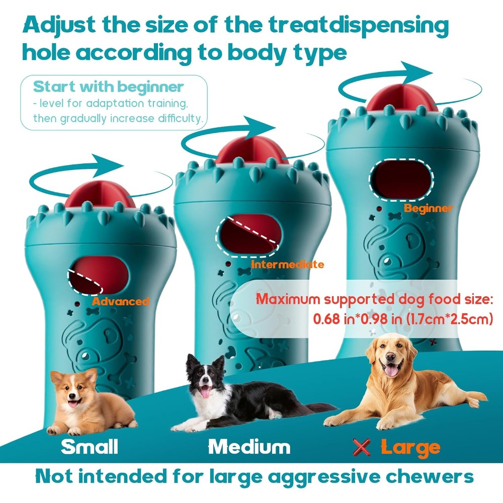 インタラクティブな犬用おもちゃ、調節可能なおやつ供給おもちゃ - Dog Treat Puzzle Toy のレビューと価格