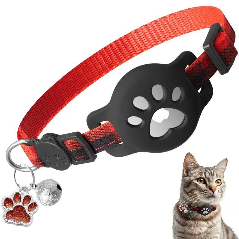 エアタグ用ペット首輪 猫用首輪 肉球ベルペンダント首輪 ロケ - Pet Gps Tracker Collar のレビューと価格