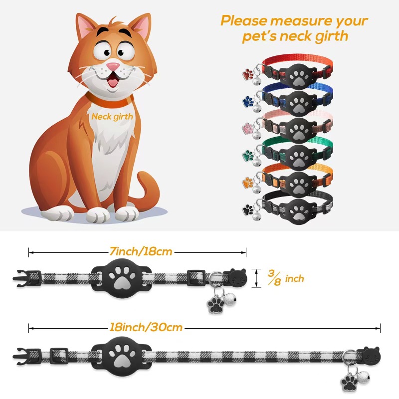 エアタグ用ペット首輪 猫用首輪 肉球ベルペンダント首輪 ロケ - Pet Gps Tracker Collar のレビューと価格