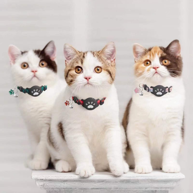 エアタグ用ペット首輪 猫用首輪 肉球ベルペンダント首輪 ロケ - Pet Gps Tracker Collar のレビューと価格