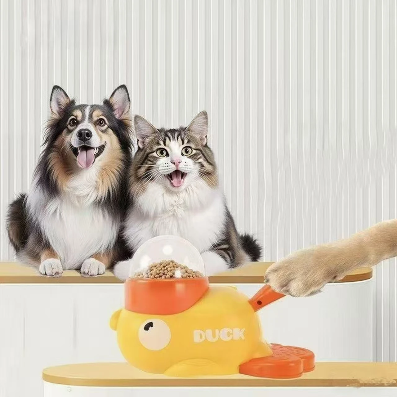 黄色いアヒル型インタラクティブ猫用おやつディスペンサー、耐久 - Interactive Cat Toy のレビューと価格