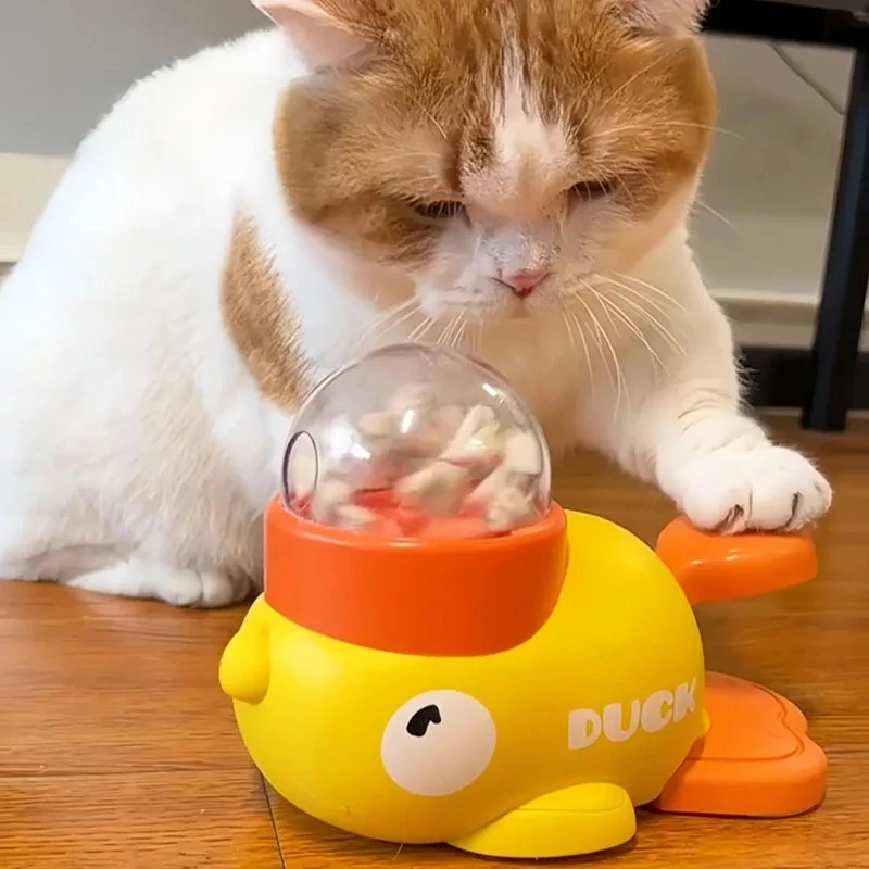 黄色いアヒル型インタラクティブ猫用おやつディスペンサー、耐久 - Interactive Cat Toy のレビューと価格