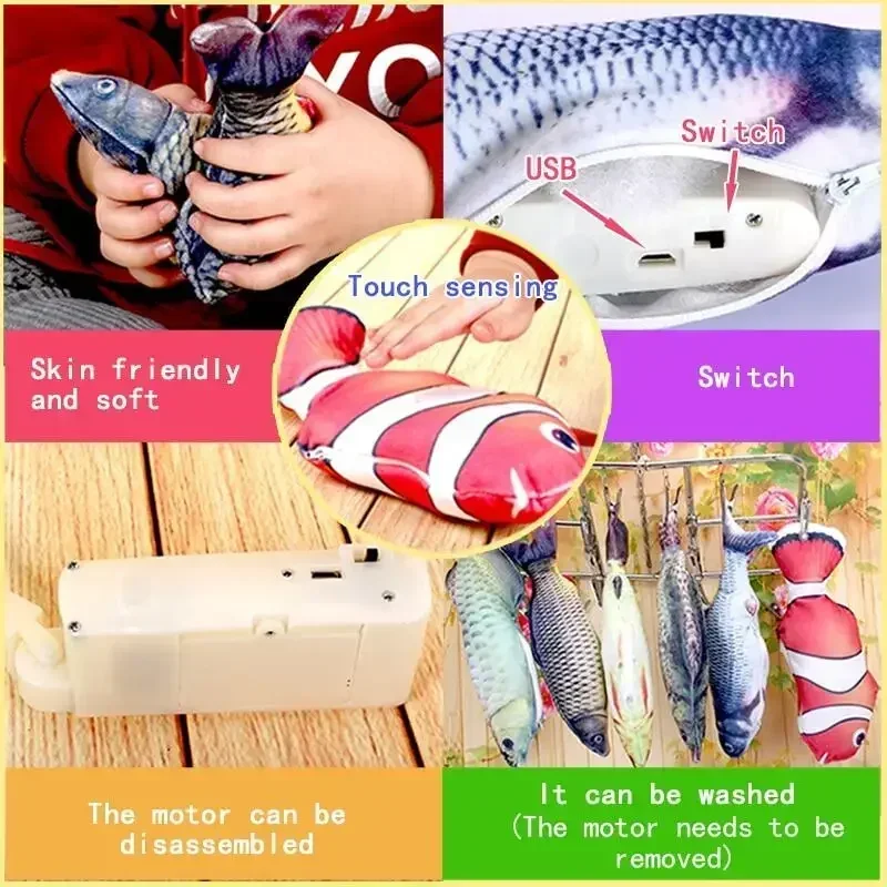 ペットの猫のおもちゃシミュレーション電動魚内蔵充電式バッテリ - Interactive Cat Toy のレビューと価格