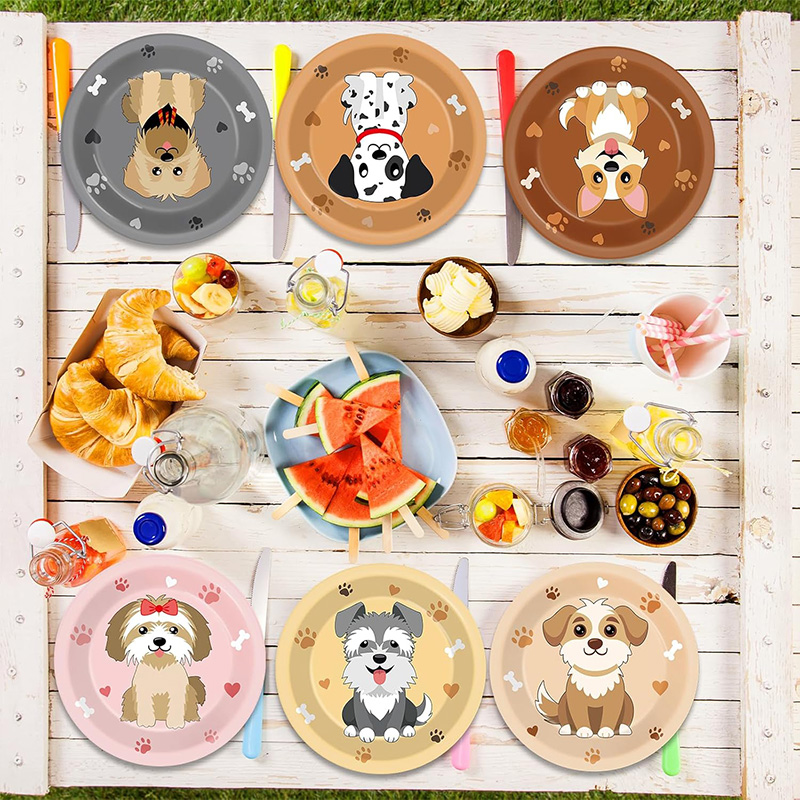 漫画犬パーティー装飾紙皿子犬テーマ使い捨てディナープレートペ - Pet Supplies For Dogs のレビューと価格