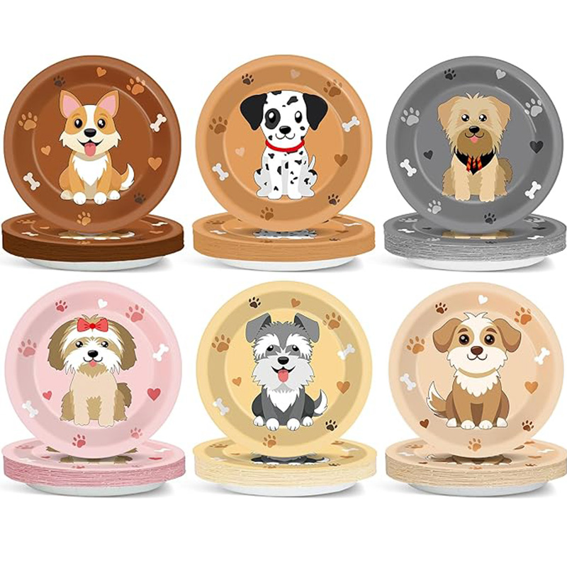 漫画犬パーティー装飾紙皿子犬テーマ使い捨てディナープレートペ - Pet Supplies For Dogs のレビューと価格