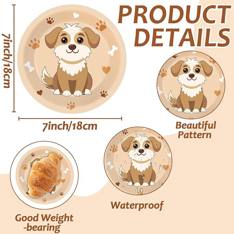 漫画犬パーティー装飾紙皿子犬テーマ使い捨てディナープレートペ - Pet Supplies For Dogs のレビューと価格
